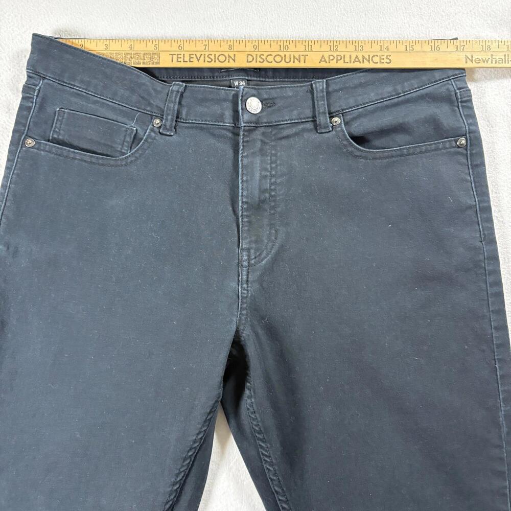 DKNY Stanton Mens 34x30 Straight Leg Black Stretch Denim Jeans Cotton Blend - Picture 6 of 9